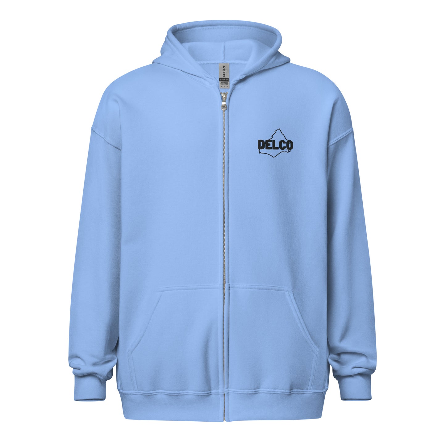 Unisex Embroidered Delco zip up hoodie